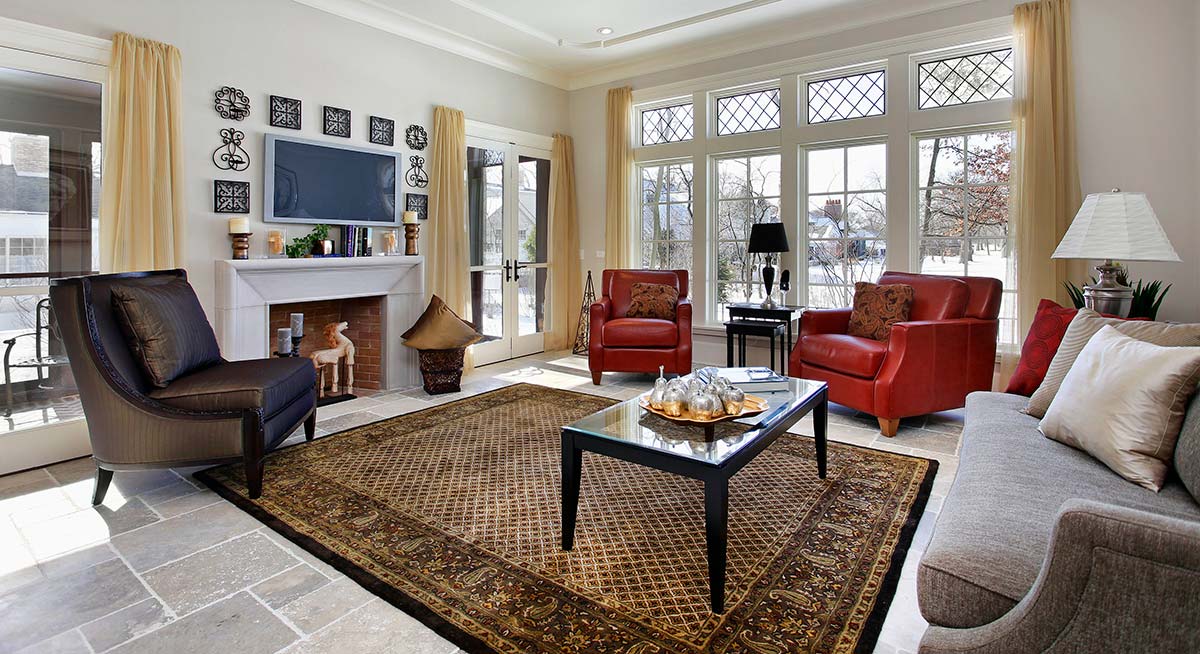 Family room in luxury house seen during an inspection by our home inspectors